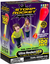Load image into Gallery viewer, The Original Stomp Rocket Ultra Rocket LED, 4 Rockets - Outdoor Rocket Toy Gift for Boys and Girls- Comes with Toy Rocket Launcher - Ages 6 Years and Up