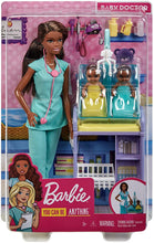 Load image into Gallery viewer, Barbie Baby Doctor Playset with Brunette Doll, 2 Infant Dolls, Exam Table and Accessories