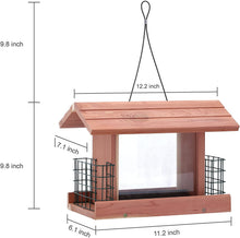 Load image into Gallery viewer, Worth Garden Cedar Wooden Bird Feeder with Double Plastic Window and Metal Mesh