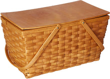 Load image into Gallery viewer, Vintiquewise QI003416 Large Woodchip Picnic Basket with White Lining and Wooden