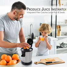 Load image into Gallery viewer, Stainless Steel Electric Juice Press-Citrus Juicer or Squeezer Masticating Machine w/ 160W Power, Handle &amp; Cone for Orange, Lime, Pomegranate and Grapefruit and Lemon Fruit-NutriChef PKJCR305