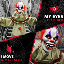 Load image into Gallery viewer, Haunted Hill Farm HHCLOWN-4FLSA Life-Size Animatronic Clown, Indoor/Outdoor Halloween Decoration, Multi