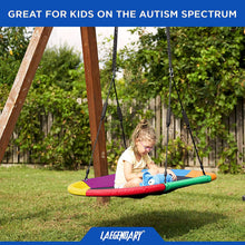 Load image into Gallery viewer, 60 Inch Platform Tree Swing for Kids and Adults – Giant Flying Outdoor Indoor Saucer Hammock – Large Surf Tire Swingset Accessories Toys - 2 Straps, 2 Carabiners, 1 Swivel - 600 Lbs Yard Swings Set