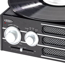 Load image into Gallery viewer, Jensen 3-Speed Stereo Turntable with MP3 Encoding System and AM/FM Stereo Radio