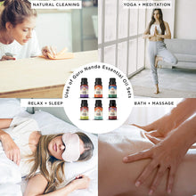 Load image into Gallery viewer, Guru Nanda (Set of 6) Therapeutic Grade Essential Oils - 100% Pure &amp; Natural Aromatherapy Single Notes for Oil Diffusers &amp; Topical Use - Lavender, Peppermint, Eucalyptus, Orange, Lemongrass, Cedarwood