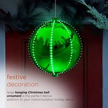 Load image into Gallery viewer, Alpine Corporation LPA108L-GN Hanging Christmas Ball Ornament with Chasing LED Lights Plug-in Festive Indoor Holiday Décor, 13-Inch Tall, Green