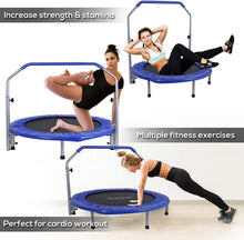 Load image into Gallery viewer, SereneLife Portable &amp; Foldable Trampoline - 40" in-Home Mini Rebounder with Adjustable Handrail, Fitness Body Exercise