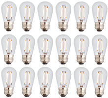 Load image into Gallery viewer, Newhouse Lighting S14LED18 Outdoor Weatherproof Shatterproof 2W S14 Vintage LED Filament Replacement String Light Bulbs Standard Base 18-Pack Dimmable Clear