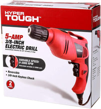 Load image into Gallery viewer, Hyper Tough 5.0 Amp 3/8 inch Corded Electric Drill with Keyless Chuck AQ00017G