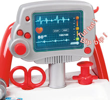 Load image into Gallery viewer, Smoby Roleplay Doctor Playset Cart with 16 Accessories and Alarm Sounds, 22-Inch, Red Playset