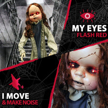 Load image into Gallery viewer, Haunted Hill Farm HHBABY-1FLSA Life-Size Animatronic Zombie, Indoor/Outdoor Halloween Decoration, Multi