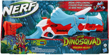 Load image into Gallery viewer, NERF DinoSquad Tricera-Blast Dart Blaster, Break-Open 3-Dart Loading, 12 Official Darts, Dart Storage, Triceratops Dinosaur Design