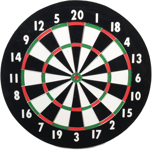 CLASSIC OLD ENGLISH STYLE 18 INCH DOUBLE SIDED DARTBOARD + 6 BRASS DARTS