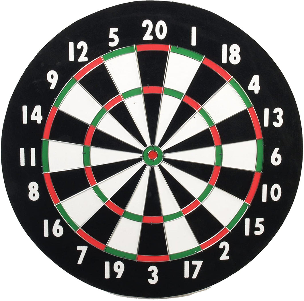 CLASSIC OLD ENGLISH STYLE 18 INCH DOUBLE SIDED DARTBOARD + 6 BRASS DARTS