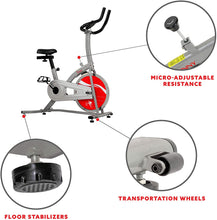 Load image into Gallery viewer, Sunny Health &amp; Fitness Indoor Exercise Stationary Bike with Digital Monitor, 22 LB Chromed Flywheel