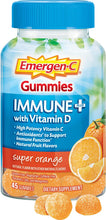 Load image into Gallery viewer, Emergen-C Immune+ Immune Gummies, Vitamin D plus 750 mg Vitamin C, Immune Support Dietary Supplement, Caffeine Free, Gluten Free, Super Orange Flavor - 45 Count