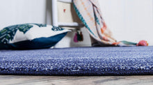 Load image into Gallery viewer, Unique Loom Del Mar Collection Contemporary Transitional Navy Blue Round Rug (8' x 8')
