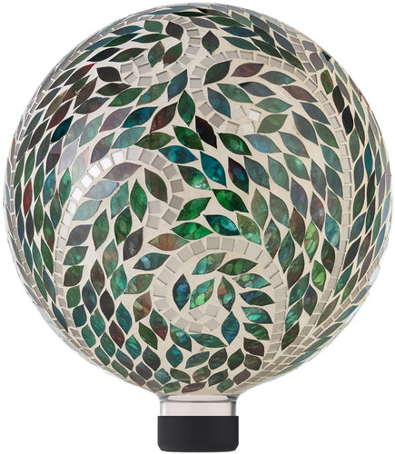 Alpine Corporation HGY286 Mosaic Gazing Globe w/Leaf Pattern, 11 Inch Tall, Multi-Color