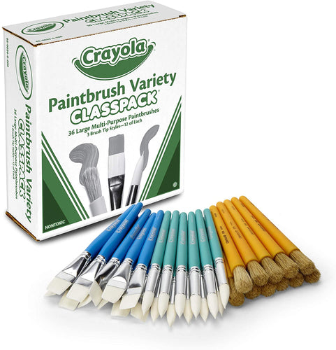 Crayola Paintbrush Variety Classpack, School Supplies, 36 Large Paint Brushes For Kids, Assorted