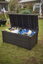 Load image into Gallery viewer, Keter Brightwood 120 Gallon Outdoor Garden Resin Patio Storage Furniture Deck Box