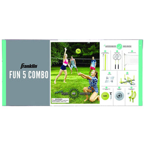 Franklin Sports Fun 5 Combo Set - Badminton - Volleyball - Ring Toss - Flip Toss - Flying Disc