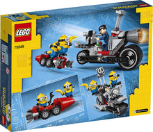 Load image into Gallery viewer, LEGO Minions Unstoppable Bike Chase (75549) Minions Toy Building Kit, with Bob, Stuart and Gru Minion Figures, Makes a Great Birthday Present for Minions Fans, New 2020 (136 Pieces)