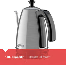 Load image into Gallery viewer, Black+Decker KE3000S-KIT Gooseneck Kettle, Pour Over Coffee Kit, Stainless Steel, 1 L