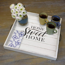 Load image into Gallery viewer, Stonebriar Rectangle Worn Wooden Hello Sunshine Serving Tray Set with Handles