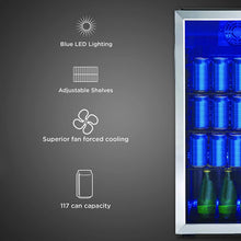 Load image into Gallery viewer, Danby DBC117A1BSSDB-6 117 Can Center, 3.1 Cu.Ft. Freestanding Beverage Refrigerator for, Basement, Dining, Living Room-Bar Fridge Perfect for Beer, Pop, Water