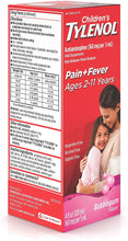 Load image into Gallery viewer, Children&#39;s Tylenol Oral Suspension Medicine with Acetaminophen, Bubble Gum, 4 fl. oz