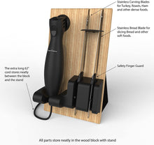 Load image into Gallery viewer, Electric Carving Knife Set with 2 Stainless Steel Blades, Comfort Grip Handle and Wood Storage Block For Slicing Bread, Meat, Etc By Classic Cuisine