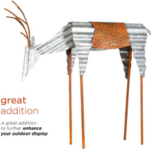 Load image into Gallery viewer, Alpine Corporation JUM326 Alpine Sheet Metal Grazing Reindeer, Outdoor Festive Decoration for Garden, Lawn, Yard Holiday décor, Multi