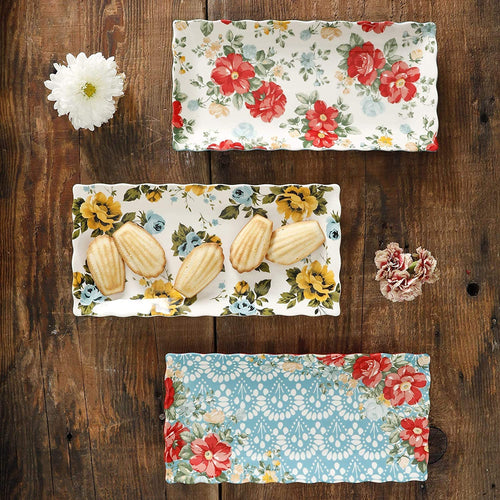 COLIBYOU Floral Medley 3-Piece Serving Platters