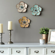 Load image into Gallery viewer, Stratton Home Decor Set of 3 Rustic Flower Wall Decor W X 1.00 D X 8.25 H, Multi