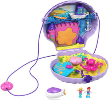 Load image into Gallery viewer, Polly Pocket Tiny Power Seashell Purse Compact with Wearable Strap, Fun Under-The-Sea Features, Micro Polly and Lila Mermaid Dolls, 2 Accessories &amp; Sticker Sheet; for Ages 4 Years Old &amp; Up