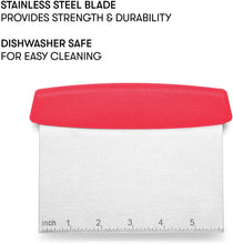 Load image into Gallery viewer, Cooking Light Stainless Steel Bowl Chopper Bench Ergonomic Handle, Multipurpose Dough Scraper for Culinary Use, Red