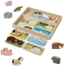 Load image into Gallery viewer, Melissa &amp; Doug Wooden Animal Picture Puzzle Boards with Chunky Wooden Animal Play Pieces (24 pcs)
