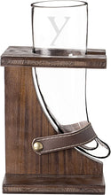 Load image into Gallery viewer, Cathy&#39;s Concepts Personalized Glass Viking Beer Horn with Rustic Stand, Clear