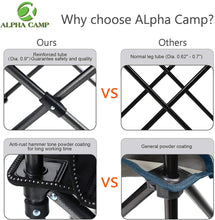 Load image into Gallery viewer, ALPHA CAMP Oversized Camping Folding Chair Heavy Duty Support 450 LBS Oversized Steel Frame Collapsible Padded Arm Chair with Cup Holder Quad Lumbar Back Chair Portable for Outdoor