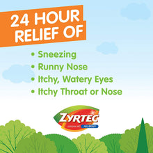 Load image into Gallery viewer, Zyrtec 24 HR Indoor/Outdoor Allergy Relief Liquid Gels Capsules, Cetirizine HCI Antihistamine, 40 ct