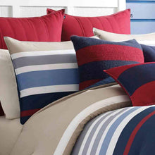 Load image into Gallery viewer, Nautica Home Bradford Collection 100% Cotton Cozy &amp; Soft, Durable &amp; Breathable Striped Reversible Duvet Cover with Matching Shams, 3-Piece Bedding Set, King, Navy/Khaki
