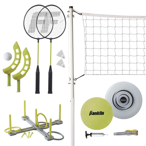 Franklin Sports Fun 5 Combo Set - Badminton - Volleyball - Ring Toss - Flip Toss - Flying Disc