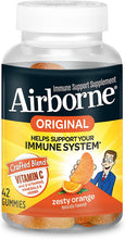 Load image into Gallery viewer, Vitamin C 750mg (per serving) - Airborne Zesty Orange Flavored Gummies (42 count in a bottle), Gluten-Free Immune Support Supplement With Vitamins A C E, Selenium, Echinacea, Ginger, Antioxidant