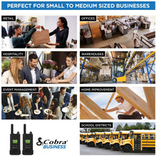 Load image into Gallery viewer, COBRA PX500 Pro Business Walkie Talkies - One Watt, Rechargeable, Long Range Two-Way Radio Set with VOX (8 Pack: Includes (8) GA-SV01 Headsets)