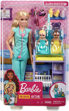 Load image into Gallery viewer, Barbie Baby Doctor Playset with Blonde Doll, 2 Infant Dolls, Toy Pieces, Multi