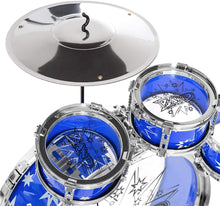 Load image into Gallery viewer, Best Choice Products 11-Piece Kids Starter Drum Set w/Bass, Tom Drums, Snare, Cymbal, Stool, Blue