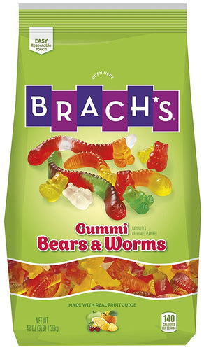 Brach's Assorted Gummy Bear and Gummy Worm Mix, 3 Pound Bulk Candy Bag