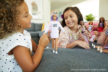 Load image into Gallery viewer, Barbie Fashionistas Doll with Long Rainbow Hair Wearing Sweatshirt Dress and Accessories, for 3 to 8 Year Olds