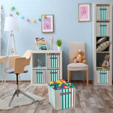 Load image into Gallery viewer, Sorbus Foldable Storage Cube Basket Bin, Vertical Stripe Line Pattern (6 Pack, Aqua)