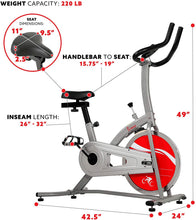Load image into Gallery viewer, Sunny Health &amp; Fitness Indoor Exercise Stationary Bike with Digital Monitor, 22 LB Chromed Flywheel